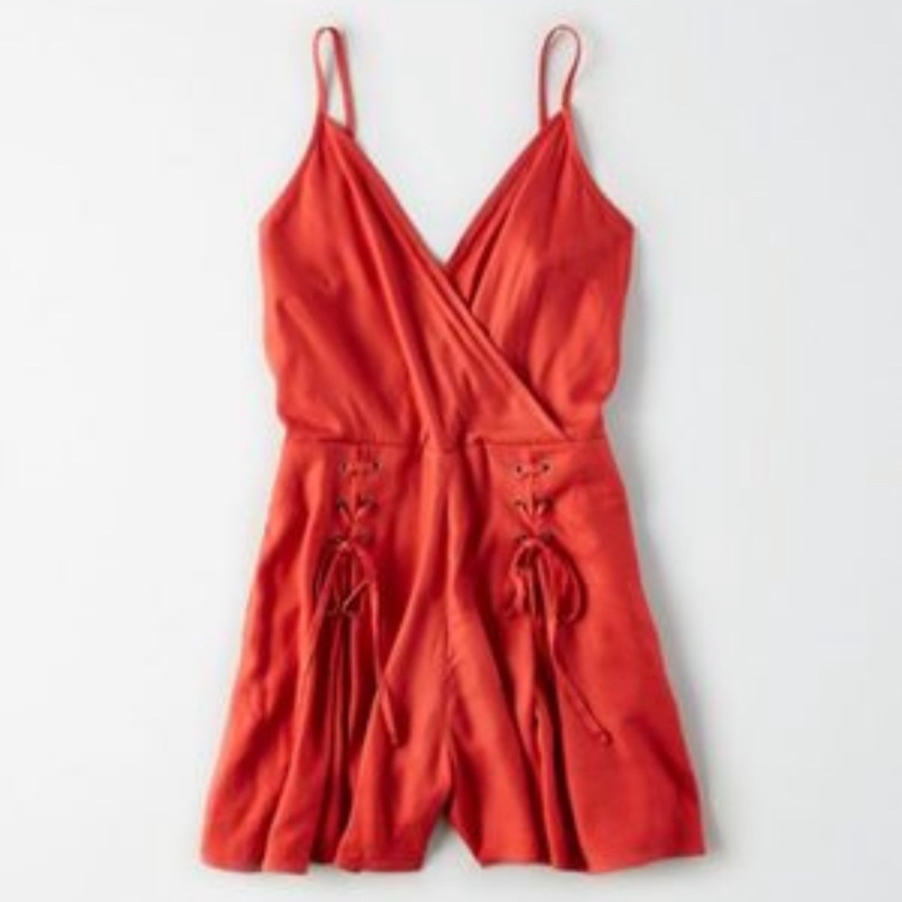 Lace-up romper